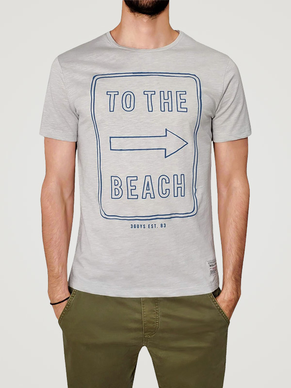 3Guys T-Shirt To The Beach Γκρι